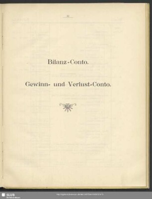 Bilanz-Conto. Gewinn- und Verlust-Conto