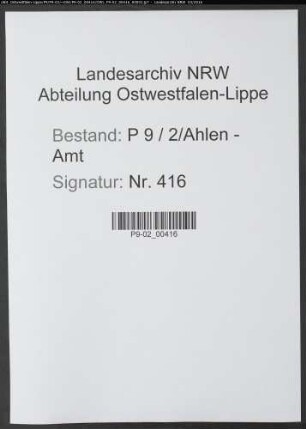 Sterberegister Standesamt Ahlen-Amt