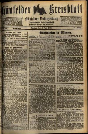 Erste Ausgabe vom Samstag, den 02. Juni 1928.