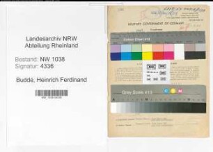 Entnazifizierung Heinrich Ferdinand Budde , geb. 08.01.1897 (Beamter)