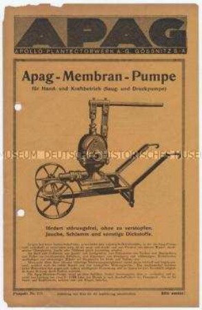 APAG-Membran-Pumpe für Hand- und Kraftbetrieb (Saug- und Druckpumpe)