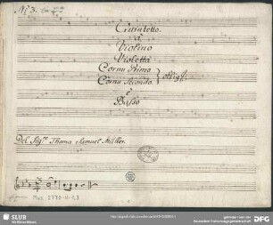 Quintets - Mus.2770-N-1,3 : vl, vla, b, cor (2) - E|b