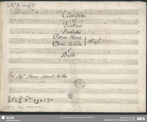 Quintets - Mus.2770-N-1,3 : vl, vla, b, cor (2) - E|b