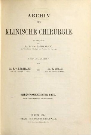 Archiv für klinische Chirurgie. 47. 1894,, a