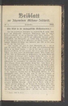 Beiblatt N° 5. September. 1882