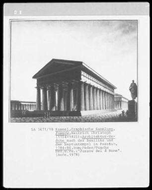 Architektur-Vedute nach der Basilika und dem Neptuntempel in Paestum