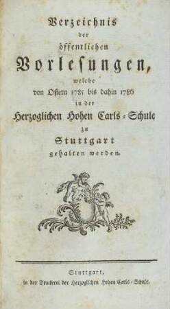 Vorlesungsverzeichnis 1785/86