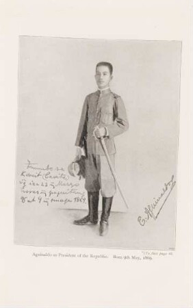 Aguinaldo as president of the republic. Born 9th May, 1869
