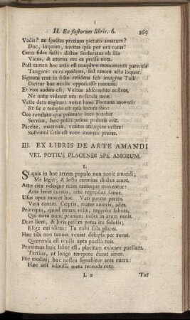 III. Ex Libris De Arte Amandi Vel Potius Placendi Spe Amorum.