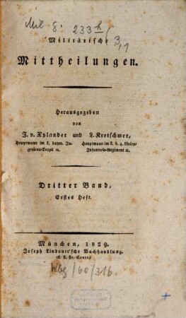 Militärische Mittheilungen. 3,1. 1829