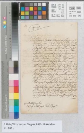 Vertrag zwischen Th. Lober und Christ. Mornick, Pastor zu Siegen.