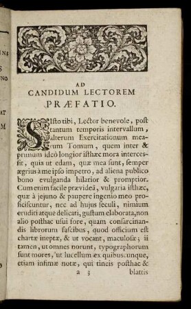 Ad Candidum Lectorem Præfatio.