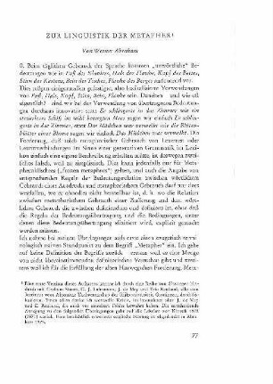 Zur Linguistik der Metapher