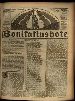 Erste Ausgabe vom Sonntag, den 07. September 1924.