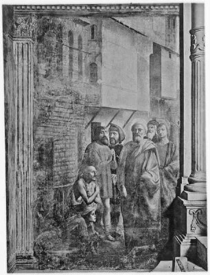 Freskenzyklus — Heiliger Petrus verteilt Almosen & Tod des Ananias