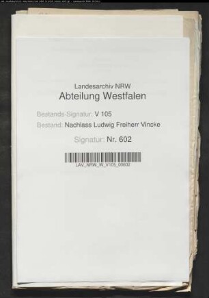 Auszüge aus dem Konto Vinckes bei der Firma Gebr. Niedick in Münster, mit Schriftwechsel