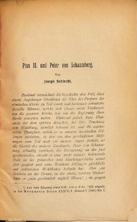 Pius II. und Peter von Schaumberg : (Sonder-Abdruck aus Jahres-Bericht des histor. Vereines Dillingen. VII. Jahrg. 1894)