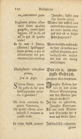 Dialoghetto ventesimo primo / Das ein u. zwanzigste Gespräch
