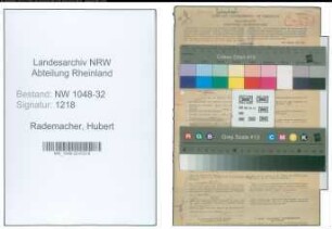 Entnazifizierung Hubert Rademacher , geb. 21.04.1887 (Angestellter)