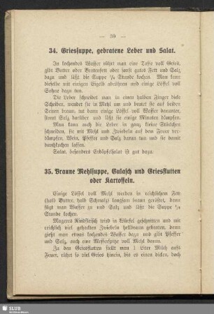 34. Griessupee, gebratene Leber und Salat
