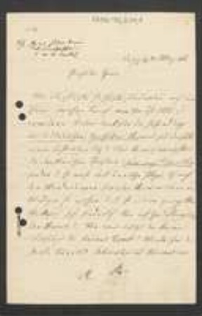 Brief von Felix Flügel an Unbekannt