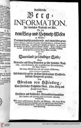 Titelblatt der ausführlichen Berg=Information