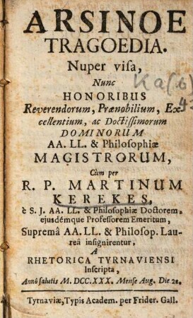 Arsinoe : tragoedia