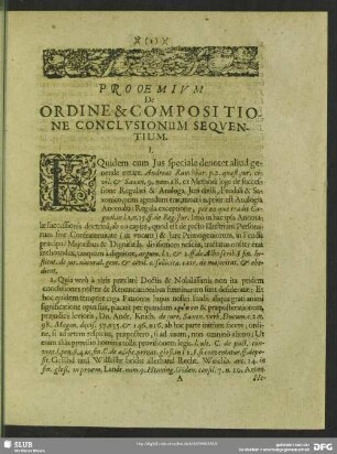 Prooemium De Ordine & Compositione Conclusionum Sequentium