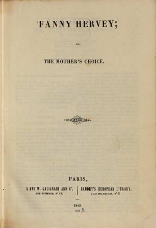 Fanny Hervey; or, The mother's choice