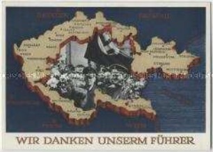 Postkarte zur deutschen Besetzung des Sudentenlandes