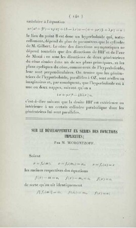 Sur le développement en séries des fonctions implicites.