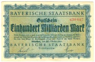 Geldschein / Notgeld, 100 Milliarden Mark, 20.10.1923