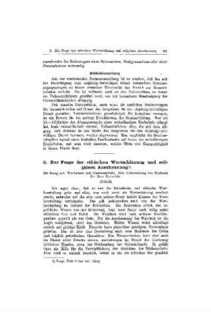 Zur Frage der ethischen Wertschätzung und religiösen Anerkennung : (Schluß)