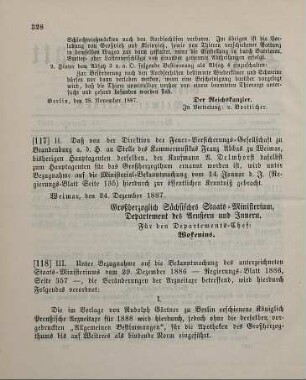 118. Ministerial-Bekanntmachung, die Arzneitaxe für das Jahr 1888 betreffend
