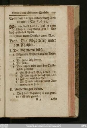 Epistel am IX. Sonntage nach Trinitatis. 1 Cor. X, 6 - 13.