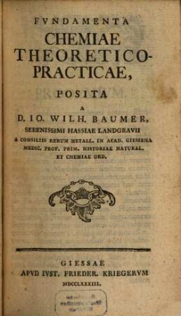Fundamenta Chemiae Theoretico-Practicae