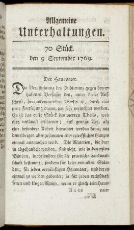 70 Stück. d. 9. September 1769.