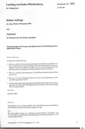 192: Landtag Baden-Württemberg, Beilagen, 1989, Bd. 15