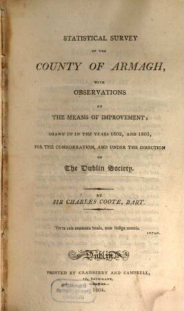 Statistical Survey of the County of Armagh
