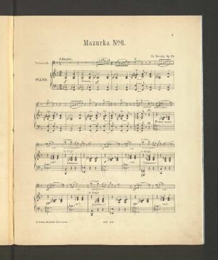 Mazurka No. 6. [Piano]