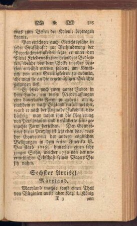 Sechster Artikel. Maryland