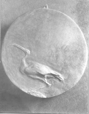 Ibis (Plakette). Gips (1919; E. Richter). Dresden-Südvorstadt, Eisenstuckstraße, Atelier der Bildhauerin