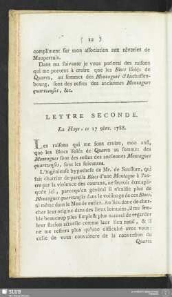 Lettre Seconde. La Haye, ce 17 9bre. 1788