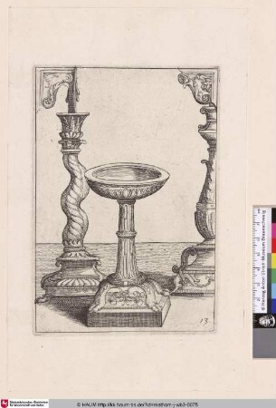 [Zwei Säulen und ein Becken; Two supports and a basin]