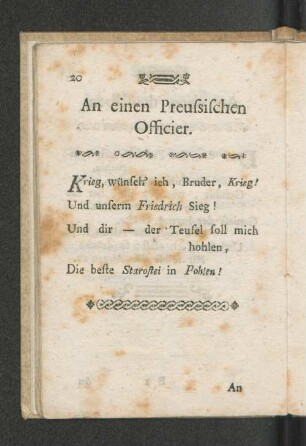 An einen Preussischen Officier.