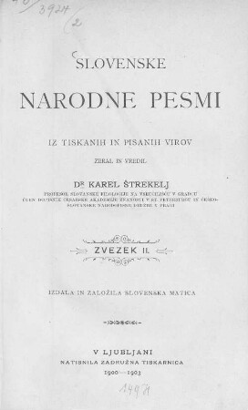 Slovenske narodne pesmi, Zvezek 2.