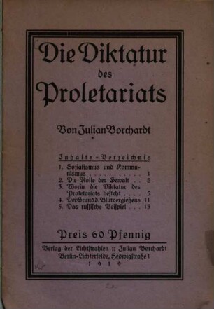 Die Diktatur des Proletariats