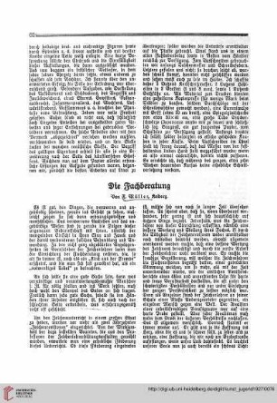 N.F. 7.1927 S. 62-65: Die Fachberatung