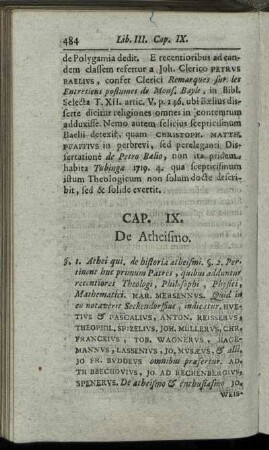 Cap. IX. De Atheismo