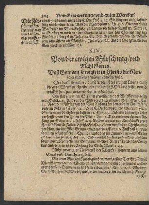 XIV. Von der weigen Fürsehung/ und Wahl Gottes